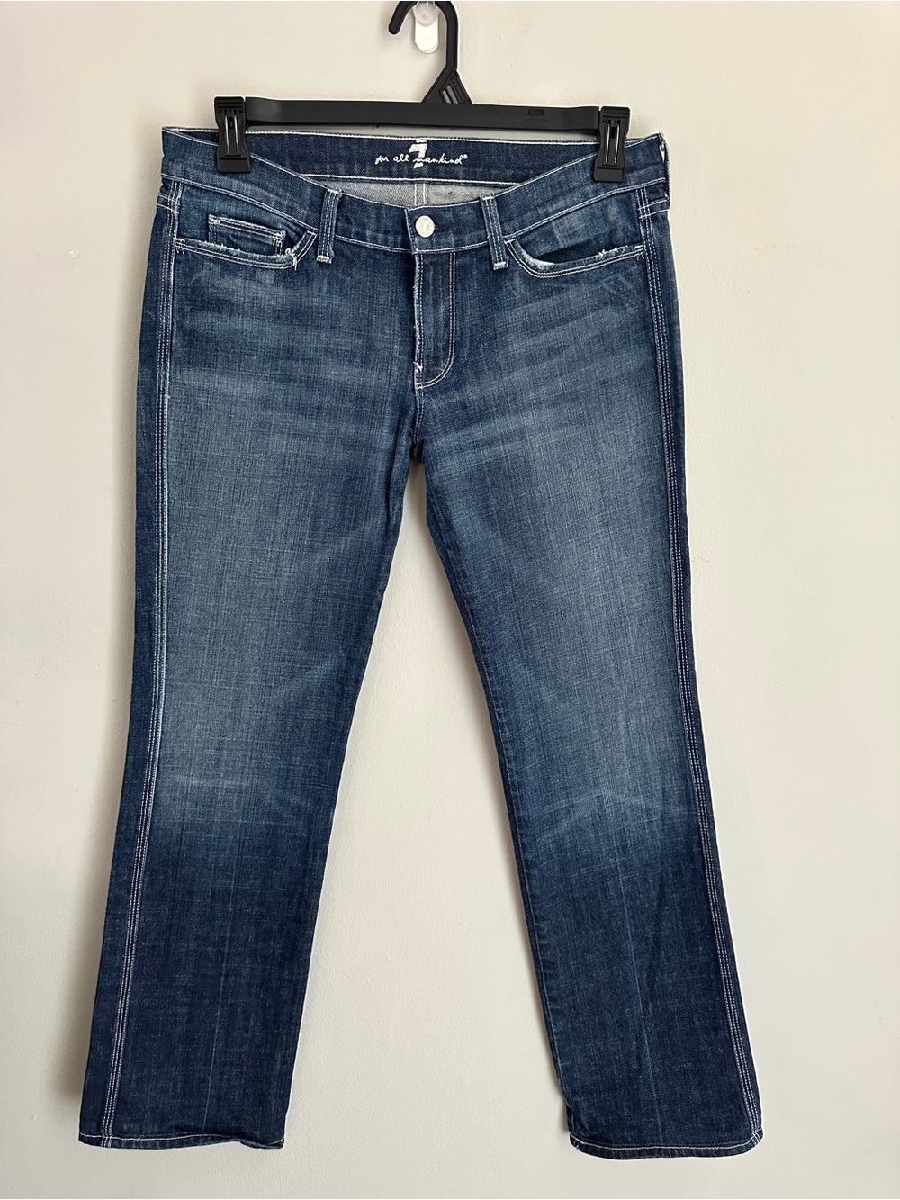 7 For All Mankind Colette Bootcut Jeans Low Rise Washed Blue Size 30 - Picture 2 of 11